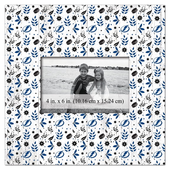Tampa Bay Lightning 10'' x 10'' Floral Pattern Frame