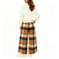 thumbnail image 3 of Women's Plaid Pajama Pants, Elastic Waist Straight Leg Lounge Sweatpants, Warm Cozy Winter Sleepwear Trousers with Pocket Ginger L, 3 of 3