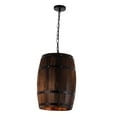 thumbnail image 2 of Vintage Wood Barrel Shade Pendant Light Retro Style Adjustable Chain Hanging Lights Creative Unique Ceiling Pendant Light Fixtures Rustic Lamp, 2 of 8