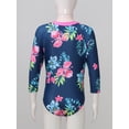 thumbnail image 6 of iiniim Kids Girls Long Sleeve Rash Guard Hawaiian Bathing Suit UPF 50+ Swim Shirts for Surfing Size 4-12 Navy Blue&Pink 11-12, 6 of 7