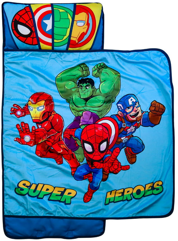 Superhero Adventures Hero Time Kids Nap Mat, 100% Microfiber, Blue