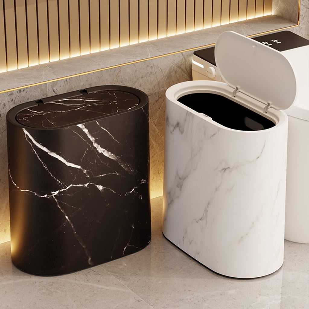 WINDLAND Space Saving Garbage Bin Bathroom Waste Container Leakproof Lid Small Trash Can