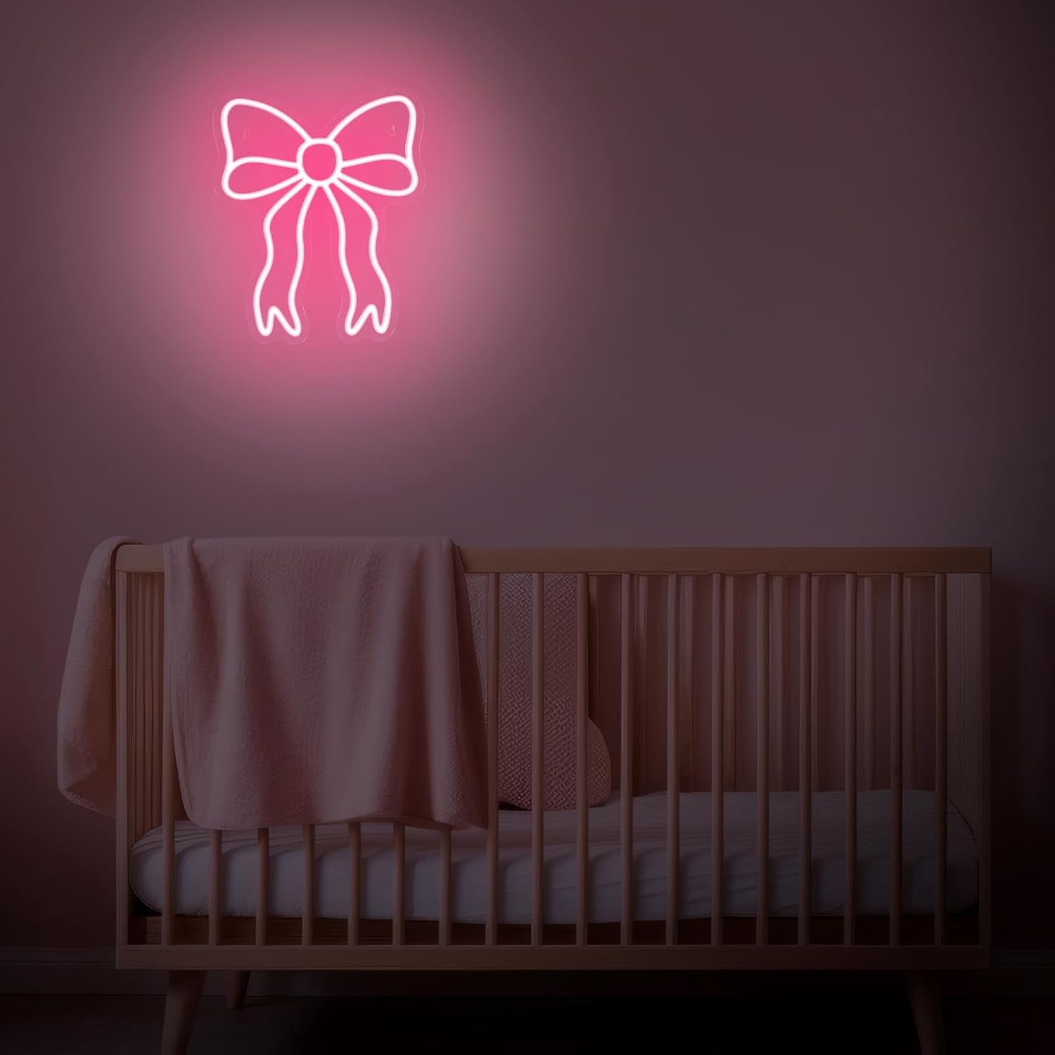 Pink Bow LED Neon Sign Bedroom Women Room Neon Light Sign Coquette Aesthetic Home Wall Preppy Dorm Beauty Room Salon Decor Party Bar Decoration Gift for Her 11.8x11.8in