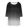 thumbnail image 6 of Viluyesy Plus Size 3/4 Sleeves T-Shirt Women Round Neck Shirt Tops Loose Blouse Black Size 3XL, 6 of 6