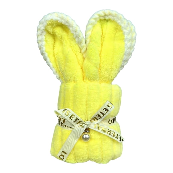 Yooshoverk 50X25Cm Bunny Fleece Towel – Soft & Cute Easter Gift For Bath & Beach Yellow 50X25Cm