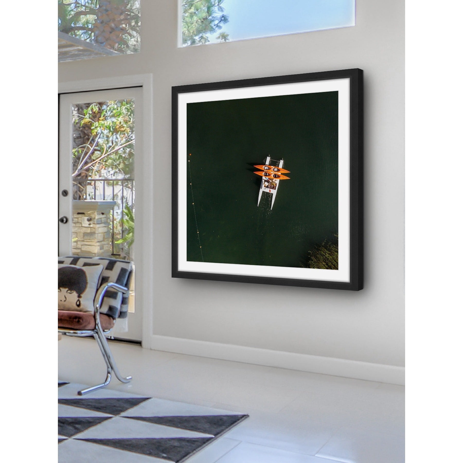 Marmont Hill "Orange Kayaks" By Karolis Janulis Framed Painting Art Print, 18.0" x 1.5"