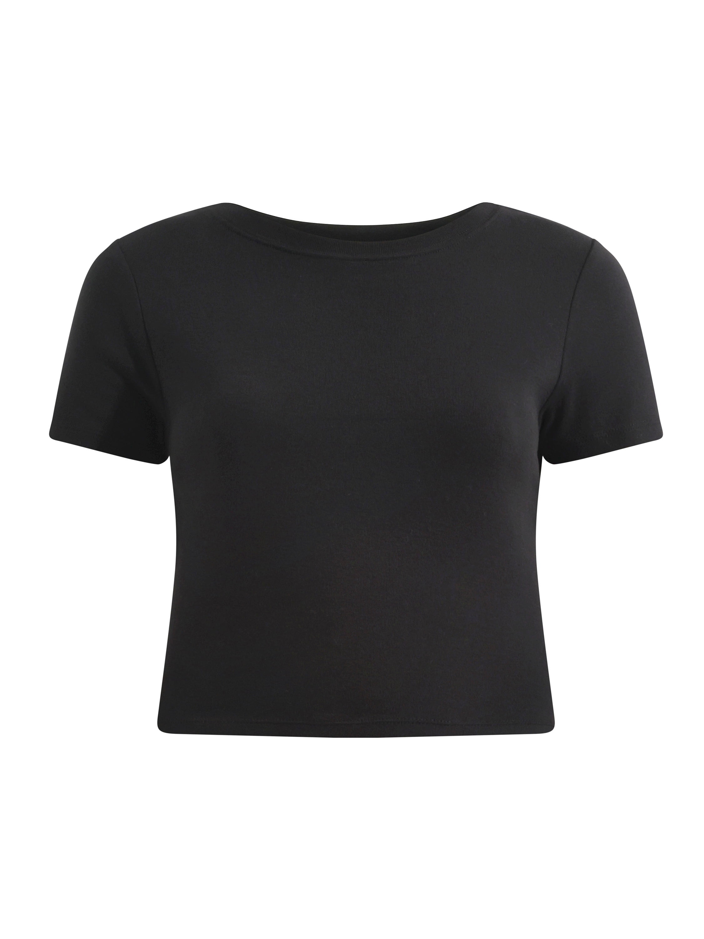 No Boundaries Women's Cropped Boxy Cotton T-Shirt Short Sleeve