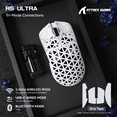 thumbnail image 2 of ATTACK SHARK R5 Ultra Carbon Fiber 8000Hz Wireless Gaming Mouse, 39g SUPERLIGHT, 42000DPI, PAW3950MAX Sensor, Nordic 52840 Chip, Bluetooth/2.4G/USB-C Wired Mice for PC/Mac, White, 2 of 9