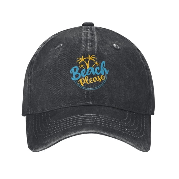 Beach Please Sea Beach Baseball Cap Vintage Soft Washed Denim,Golf Dad Hat Adjustable Trucker Hats for Men Women Unisex Adult