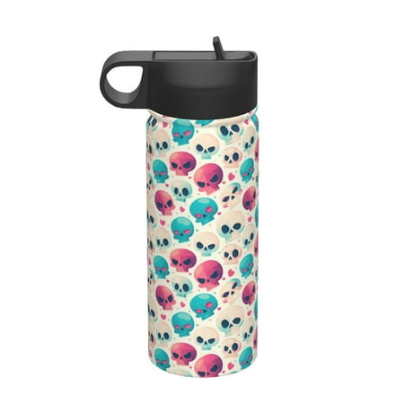 

Tideii heart Skull cute for 18OZ Insulated Space Bottle Stainless Steel Water Cup with Straw Suitable for Outdoor Sports Unisex