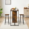 thumbnail image 5 of Small Bar Table and Chairs Set for 2, 3-Piece Bar Table Set with Storage Drawer & Shelf, Space Saving Table for Small Apartment, Living Room,Kitchen,Dining Room,Retro, 5 of 7
