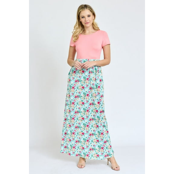 Short Sleeve Spring Blossom Maxi Dress | S-3X