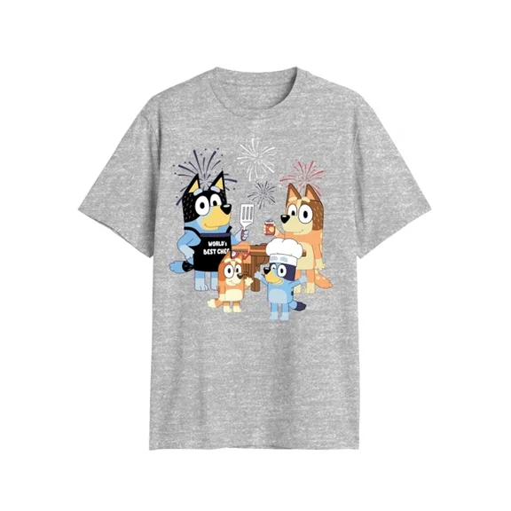 Bluey, Men'S & Big Men'S Graphic Tee Shirt, Bbq Americana Patriotic July 4Th, Si