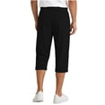thumbnail image 5 of Axiiglly Capri Pants for Men, Drawstring Mid Waist Loose Fit Pants, Beach Vacation Stretchy Capris with Pockets, S-2XL, 5 of 7