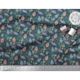 thumbnail image 2 of Soimoi Blue Heavy Satin Fabric Insect Print Sewing Fabric Yard 54 Inch Wide, 2 of 3