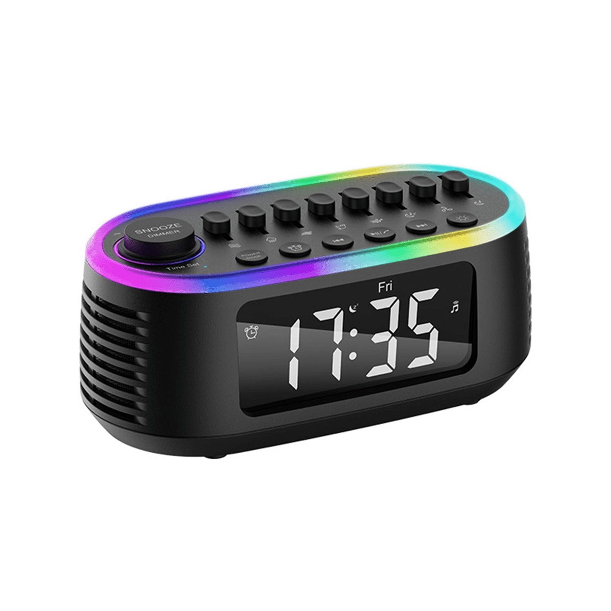 Bluetooth Multiple White Noise Combinations LED Display Screen Speaker and USB Playback with RGB Atmosphere Black