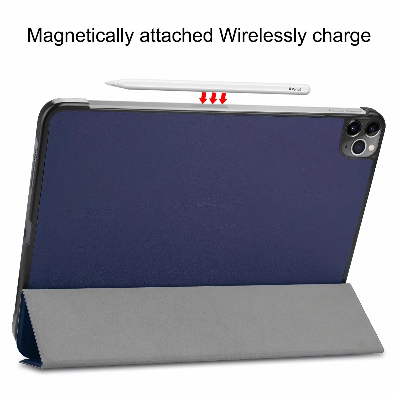 Allytech Case for Apple iPad Pro 12.9-Inch 2020 Model 4th Generation (NOT for 2018 Model), Compatible with Apple Pencil Cover with Auto Wake/Sleep Slim Stand Folio Full Protection, Darkblue