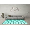 thumbnail image 3 of Ahgly Company Machine Washable Indoor Square Trellis Turquoise Blue Contemporary Area Rugs, 7' Square, 3 of 4
