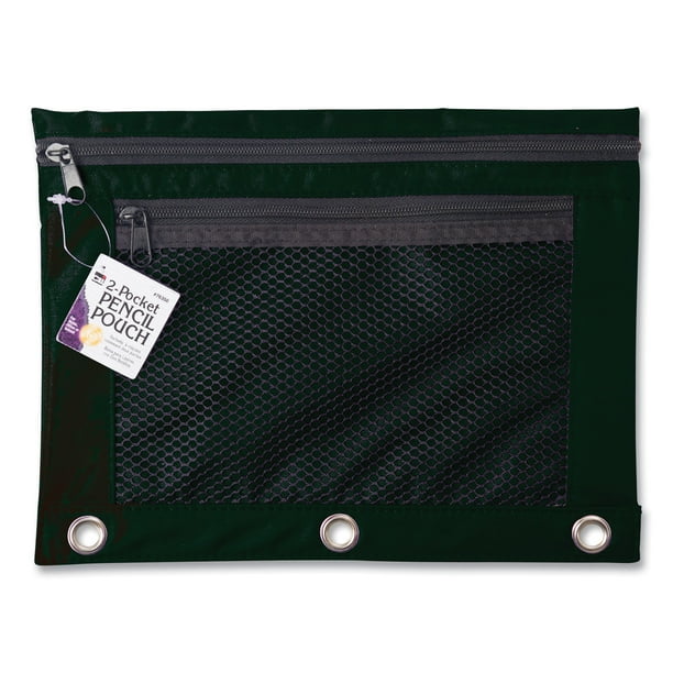 Two-Pocket Binder-Insertable Pencil Pouch with Mesh Front, 11 x 9, Black, 6/Pack Two-Pocket Binder-Insertable Pencil Pouch with Mesh Front, 11 x 9, Black, 6/Pack