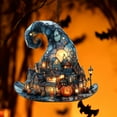 thumbnail image 5 of Witch Hat Hanging Halloween Decorations，2D Acrylic Witch Hat Stained Glass Window Hanging Sun Catcher Decor，Halloween Wall Art Ornament,Pink, 5 of 6