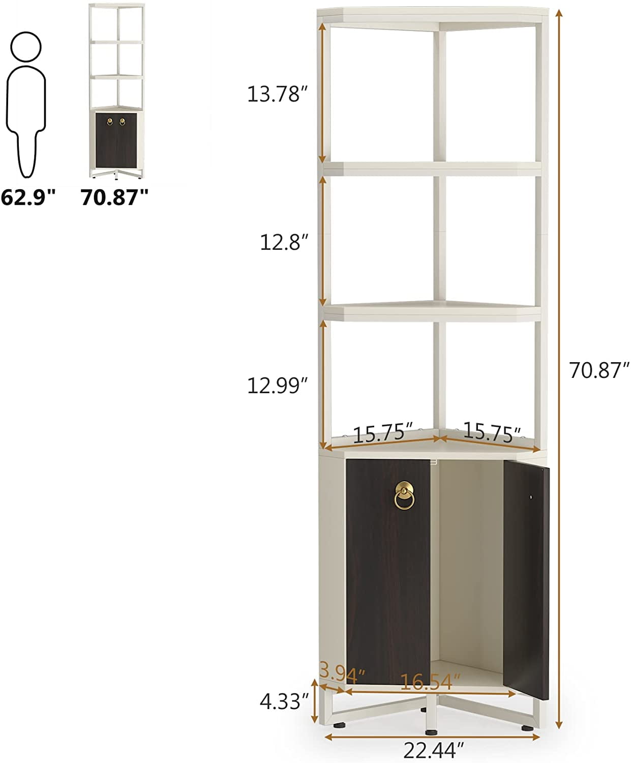 Buy Tribesigns 5Tier Corner with Doors, FreeStanding 70.87