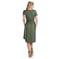 thumbnail image 2 of Uhndy Women's Short Sleeve O Neck Flare Midi Dress with Pockets in Solid Summer Dress Green M-LQ, 2 of 2