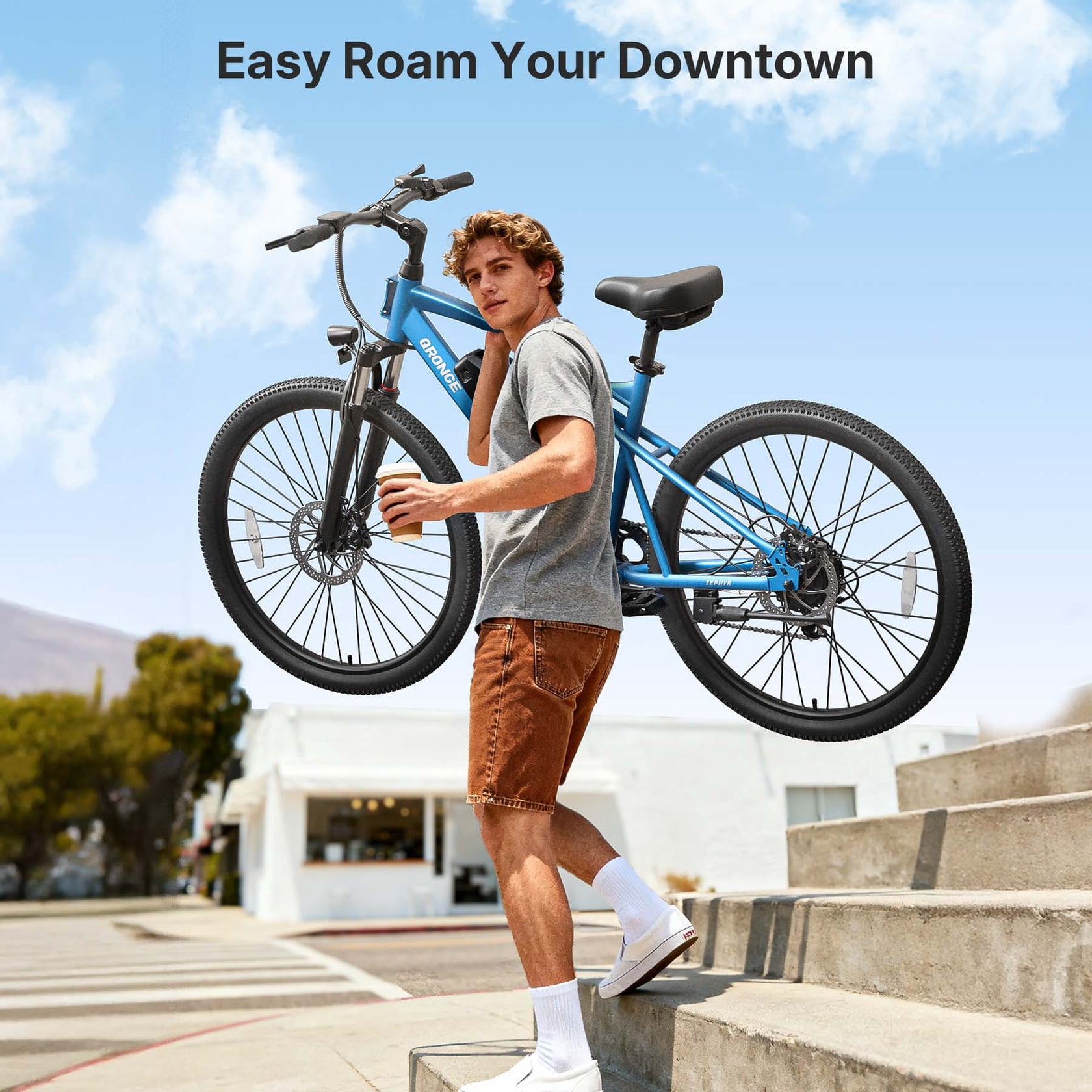 Qronge 26" Electric Bikes for Adults 28 mph 1000W Peak Full Suspension E-Mountain Bikes 70Miles Max Range, 36V 13.5AH Battery, 7 Speed, UL2849 by SGS