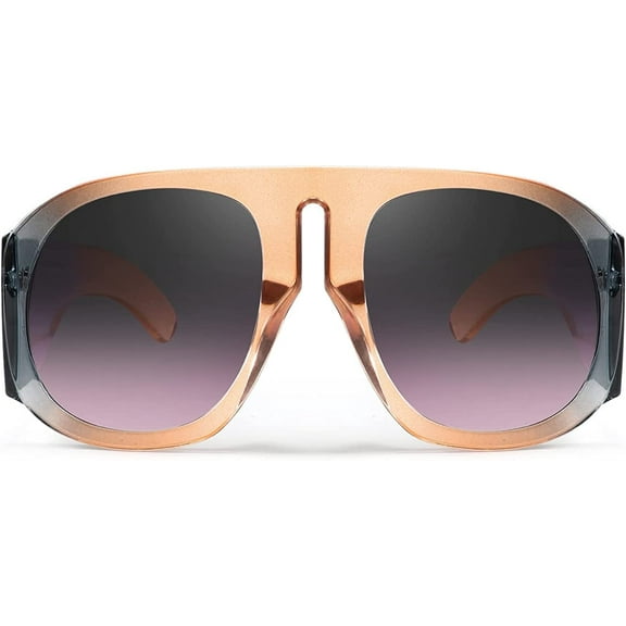 FEISEDY Oversized Aviator Round Sunglasses Women Multi Tinted Thick Frame Vintage Modern Shades B2745