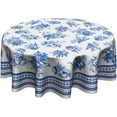 thumbnail image 1 of Vintage Floral Tablecloth Round 60 Inch Blue Flower Fabric Table Cover Washable Wipeable Table Cloth for Home Party Kitchen Outdoor Indoor, 1 of 5