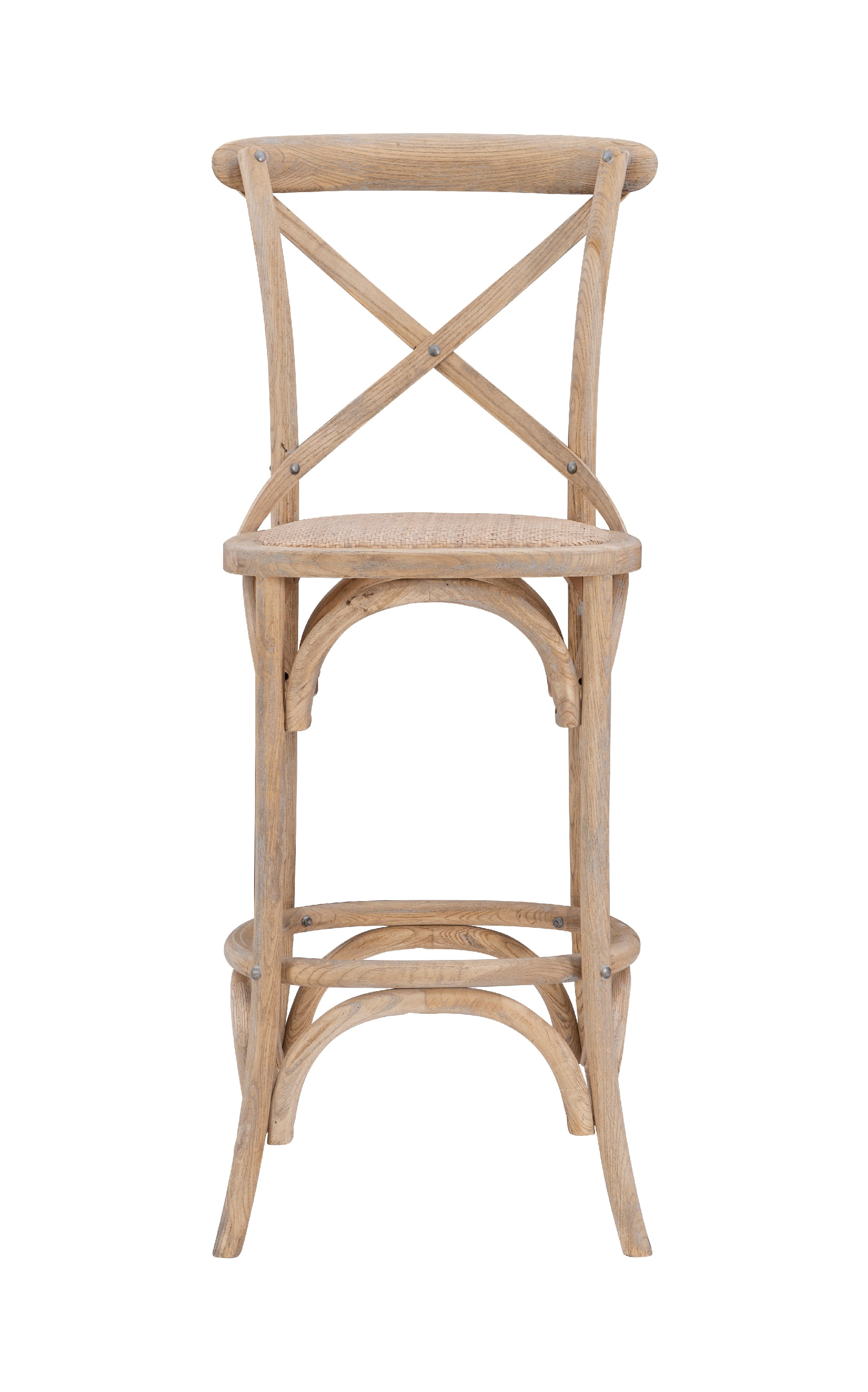 Linon Kershaw X-Back Bar Stool, 30" Seat Height, Gray Wash Finish