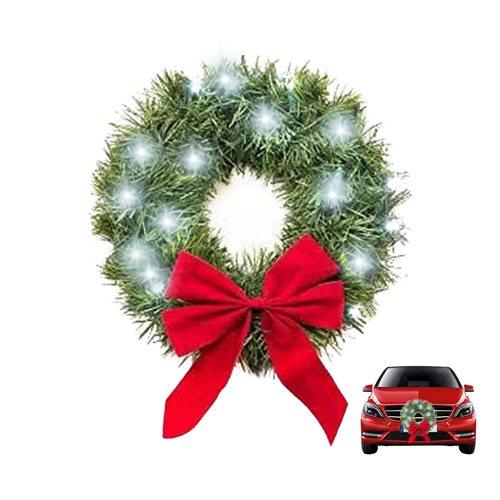 Car Garland Christmas Wreath With Light Garland Car Decoration For