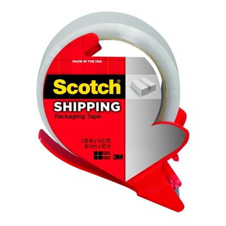Scotch Shipping Packaging Tape with Dispenser 3350 RD, 1.88 in x 54.6