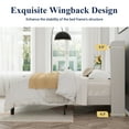 thumbnail image 6 of Sifurni Full Size Velvet Platform Bed Frame with Vertical Channel Tufted Wingback Headboard, Off White, 6 of 8