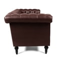 thumbnail image 3 of 85.88 Inch Width Traditional 3 Seater , Dark Brown Pu, Square Arm, Removable Cushions, Classic Style For People, Arms, Pu Leather, Comfort And Combined, 3 of 5