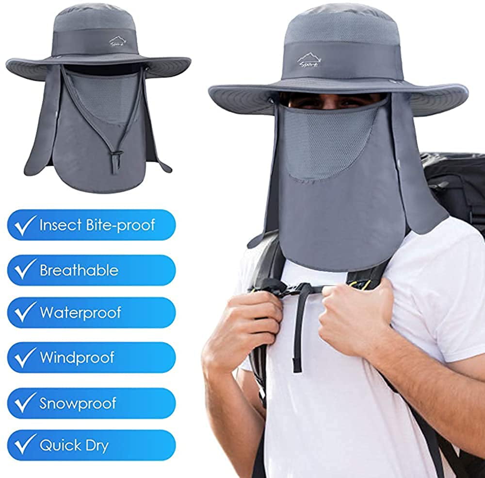 Fishing Hat for Men & Women, Sun Hat with Neck Flap, UV Protection SPF  Waterproof Boonie Hat for Fishing Hiking Garden Safari Beach 