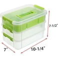 thumbnail image 2 of Caja de almacenamiento apilable de 3 niveles con bandeja dividida, contenedor de almacenamiento apilable transparente con tapa con asa y cierre de almacenamiento (verde), 2 of 5