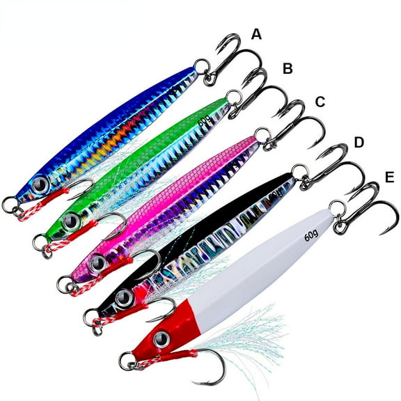 5PCS Fast Sinking 10-60g Slow Jig Metal Jig Fishing Lure Trolling Saltwater