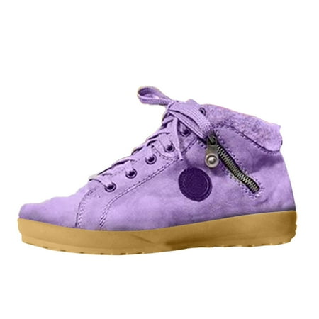 

Qufokar Insulated Snow Boots for Women Lace Up Boots for Women With Rubber Heel Women Large Fashion Casual Shoes Light Fashion Boots Ankle Boots