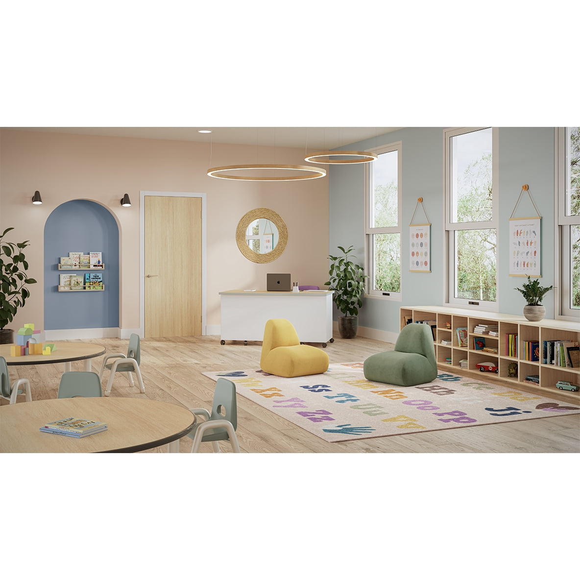 Joy Carpets Alphabet for Everyone 5'4" x 7'8" Indoor Area Rug in Color Multi