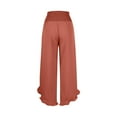thumbnail image 2 of Lovskoo Women's Cotton Linen Pants Smocked High Waisted Wide Leg Baggy Pants Ruffled Hem Casual Loose Palazzo Pants Orange, 2 of 9