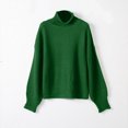 thumbnail image 4 of Lovskoo Sweaters for Women Long Sleeve Solid Color Crewneck Mock Neck Pullover Knit Jumper Tops Casual Sweater Green, 4 of 5