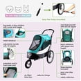 thumbnail image 2 of Petique Trailblazer Pet Jogger Stroller with Tire Pump up to 77LBS Neptune/Turquoise, 2 of 5
