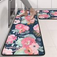 thumbnail image 2 of Kitchen Rugs Sets Of 2,Pioneer Flower Floral Print Pattern Anti Fatigue Kitchen Mat Rugs Non Slip Washable,Decorative Kitchen Floor Mats for Kitchen,Sink,Laundry,17"x47"+17"x47", 2 of 5