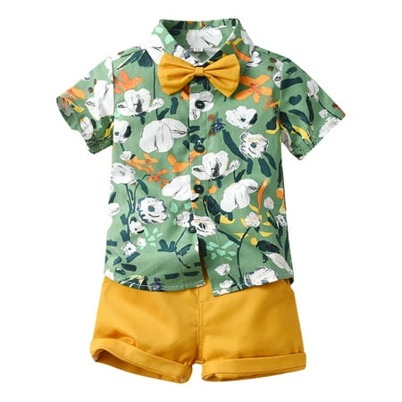 

Toddler Gentleman Boys Short Sleeve Casual Tops Hawaii Beach Holiday Floral Shirts T Shirt Shorts Outfits Toddler Boys Outfits Fall Toddler Boy Clothes Outfits Set Kids Clothes Clothes for Babies Big
