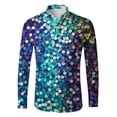 thumbnail image 4 of Mens Shirts Carnival Glitter Sequin Print Party Long Sleeve Button Down Top Casual Festival Celebration Soft Shirt for Men Multicolour S, 4 of 4