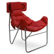 Angle View: Retro Butterfly Chair With Speakers, Red Vinyl