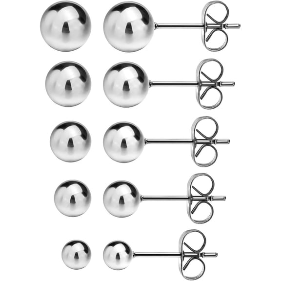 DESIGNICE Ball Earrings 316L Surgical Steel Earrings Round Ball Stud Earrings Set for Women