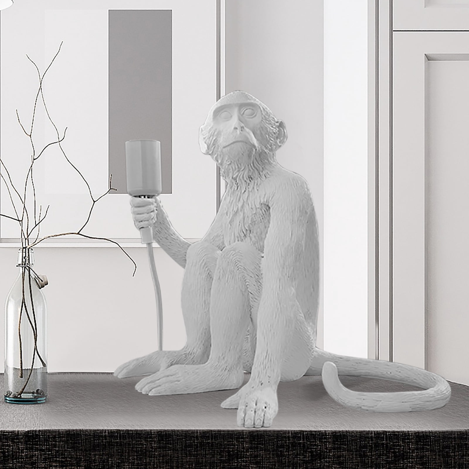 Miumaeov Monkey Table Lamp Vintage Resin Monkey Table Light Industrial Table Fixture for Living Room Children's Room Bedroom Office 10.2x8.6x11.8"