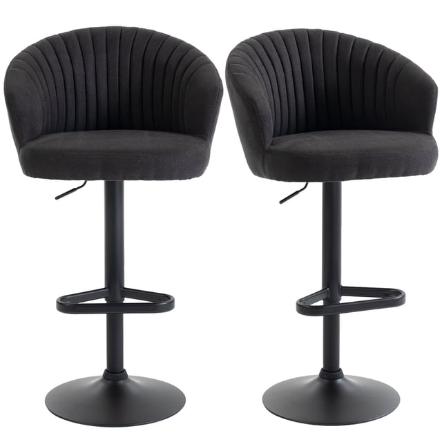 HOMCOM Tabourets de Bar Réglables Ensemble de 2 avec Siège Pivotant, Noir