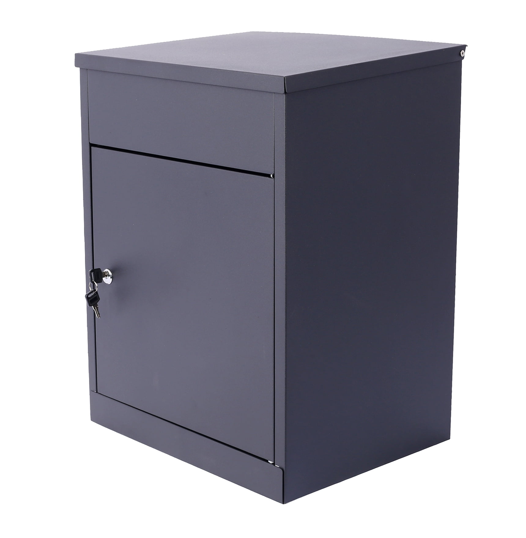 Package Delivery Box, Large Mailbox, Galvanized Steel Lockable - Outdoor Secure Parcel Drop Box for Porch, Curbside, Black